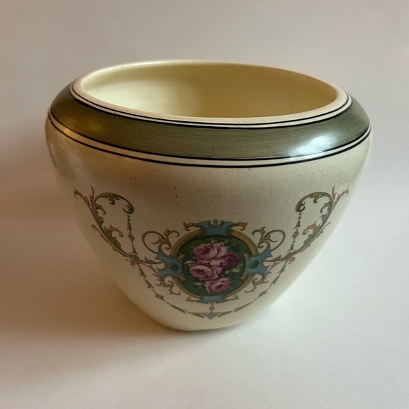 RARE Antique VTG 1910 Roseville Pottery Rosalie Jeanette Creamware Jardiniere - Picture 8 of 11